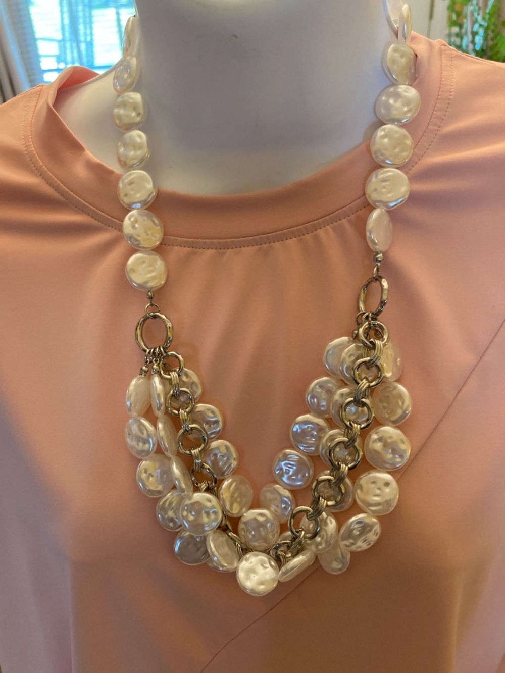 Charming Charlie Classic Pearl n silver tone Necklace - 4 strands